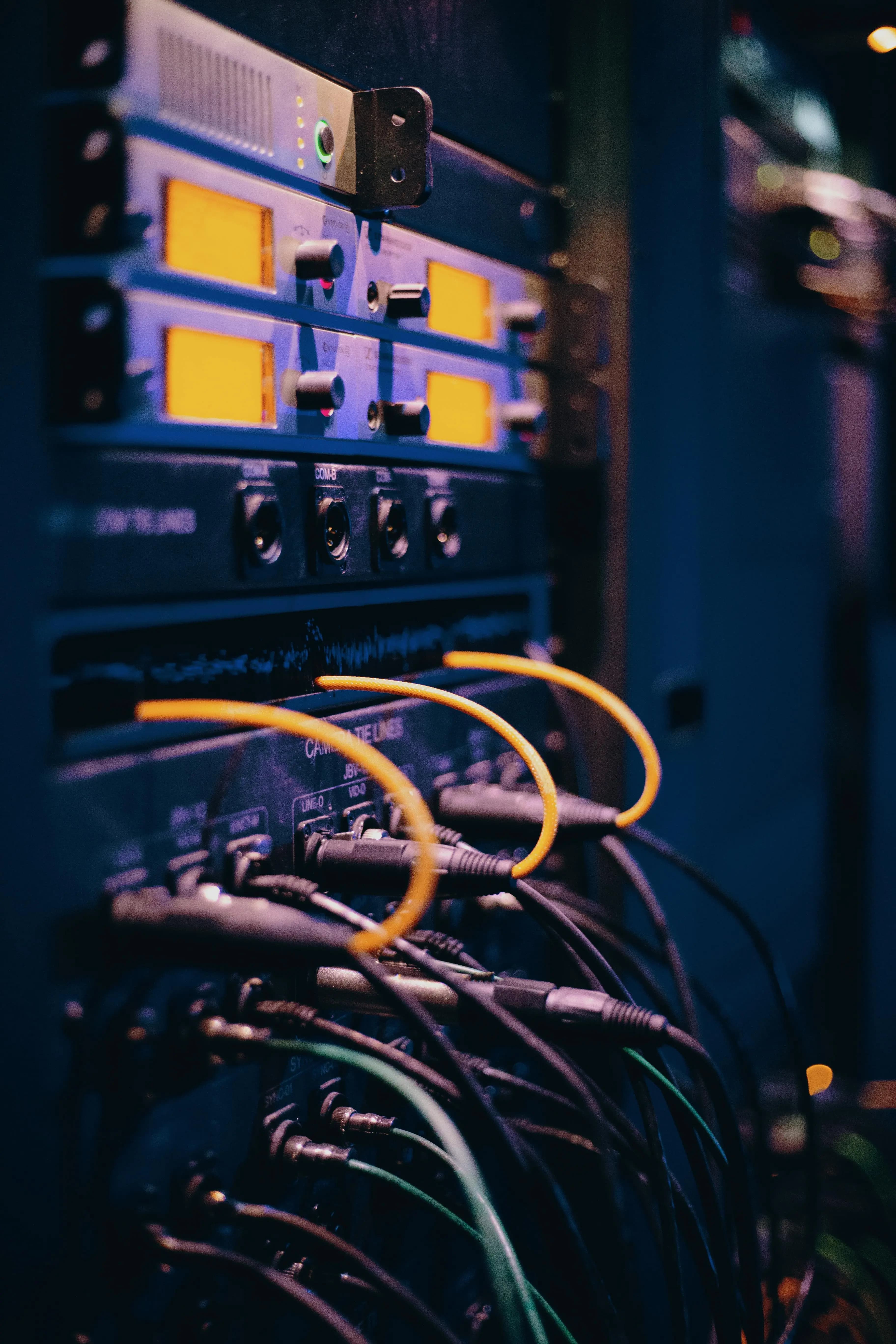 Professional security system installation with wires and cables